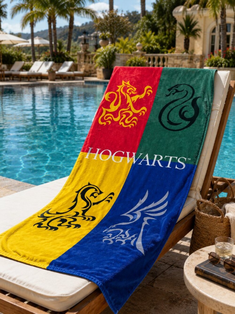 Harry Potter Hogwarts 4 Houses Crest Bath Beach Towel 100% Cotton Universal
